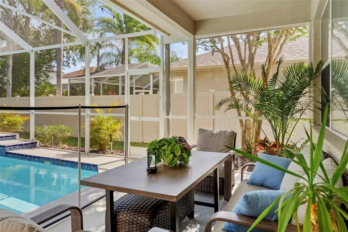 Covered outdoor dining/entertainment space.