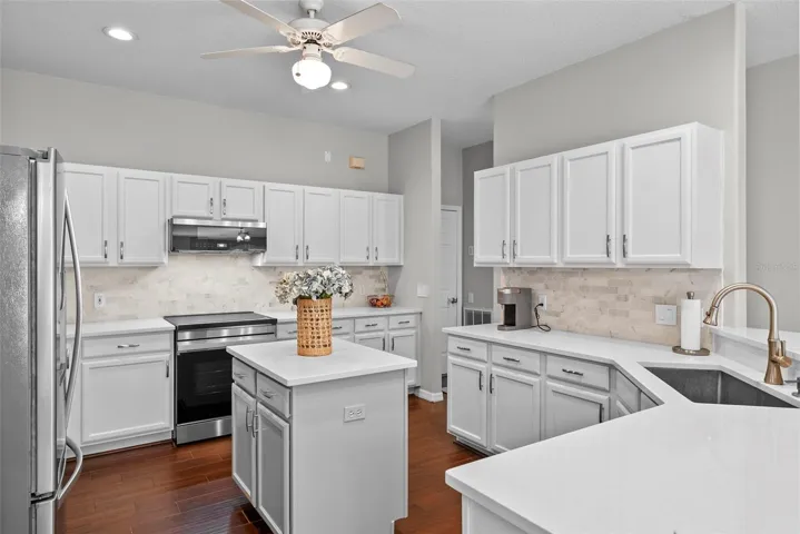 New countertops, oven and microwave.