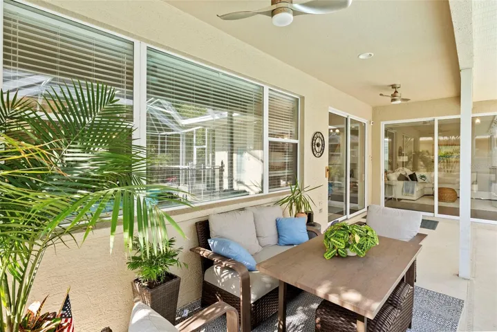 Covered patio for overseeing the pool fun.