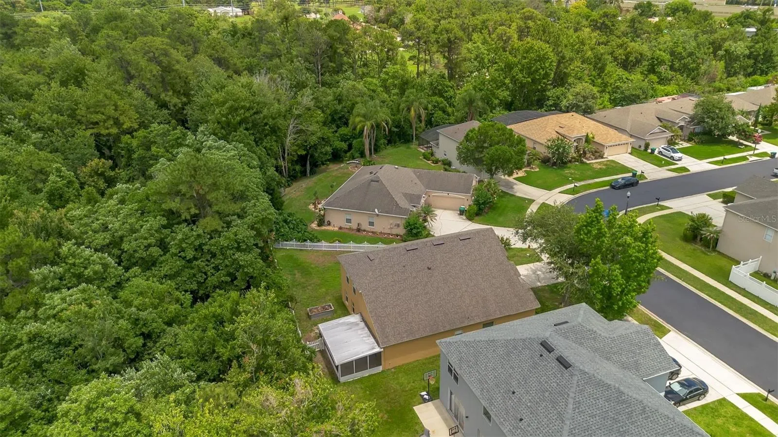 Aerial view looking east