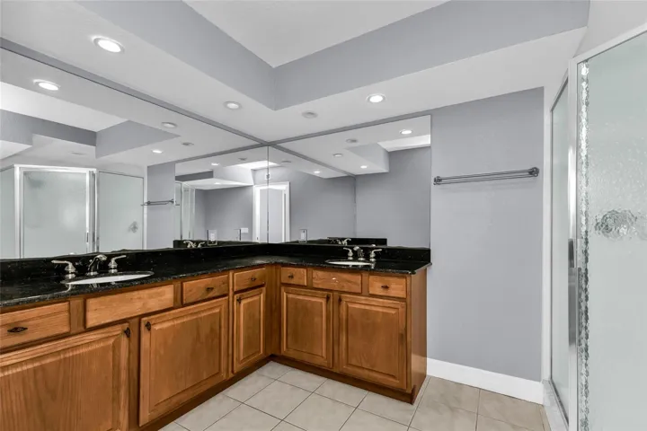 Master bathroom with dual vanities
