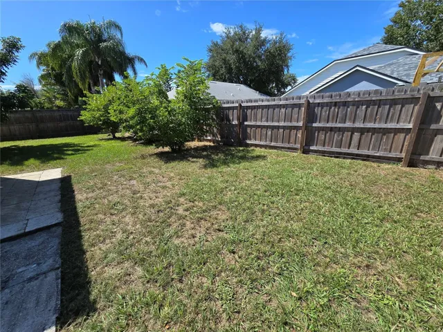 Fenced backyard