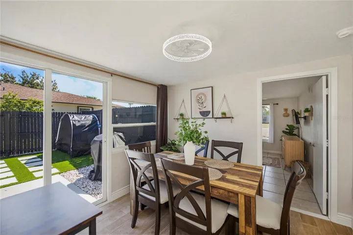 Dining room with slider to the amazing outdoor space