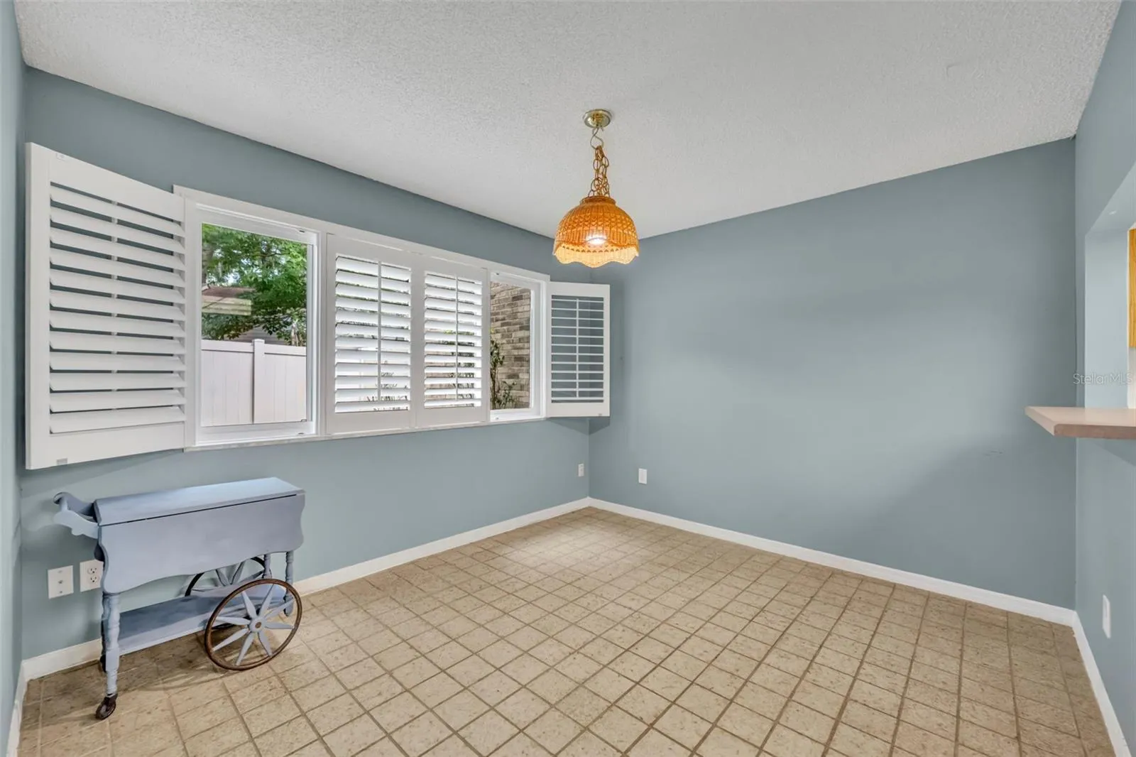 Dining room with plantation shutters