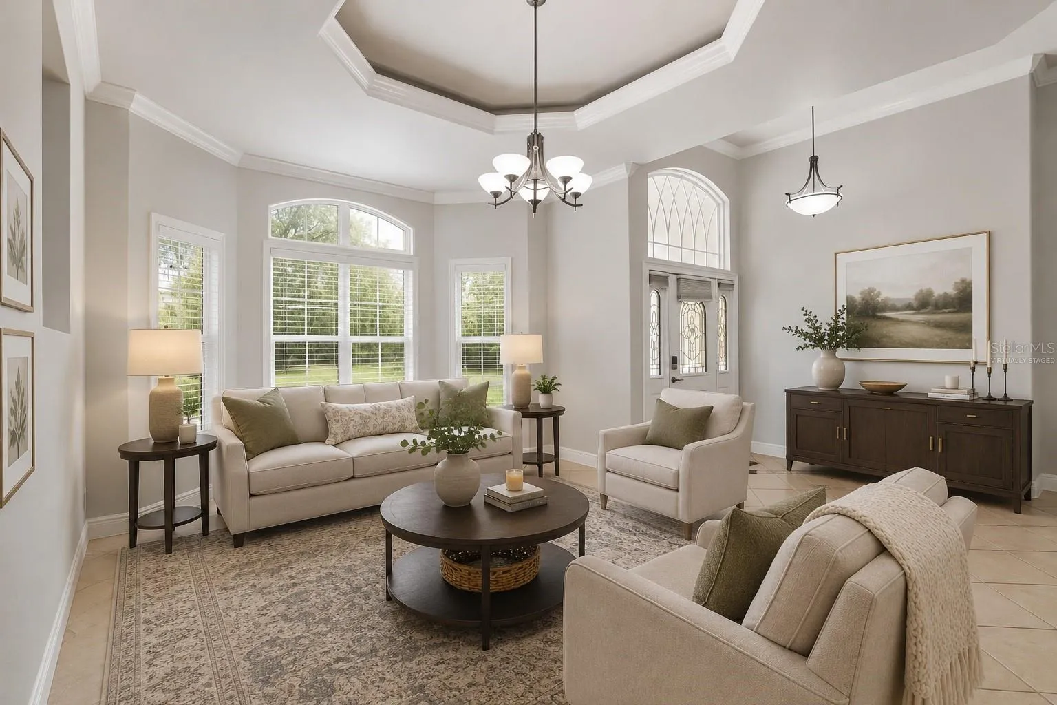 Spacious and bright living room, virtually staged