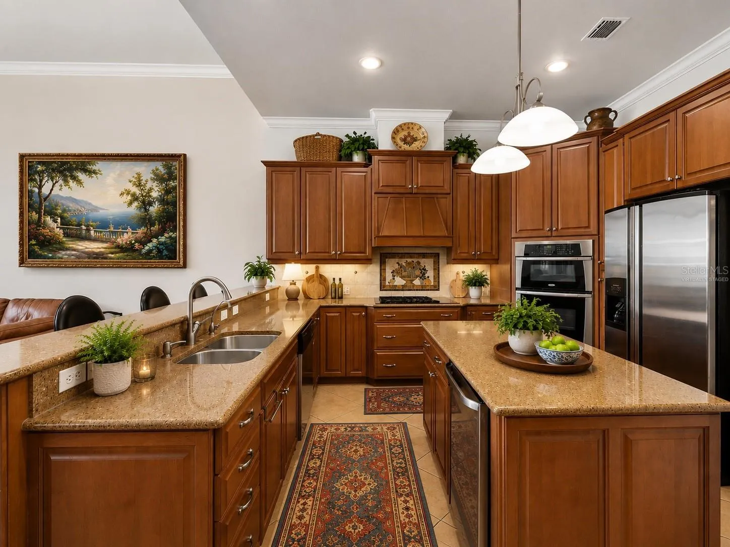 Large chef's kitchen virtually staged