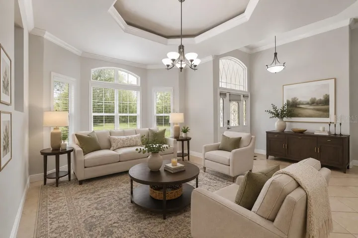 Spacious and bright living room, virtually staged