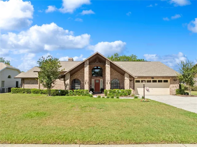 Impressive elevation with extended driveway.