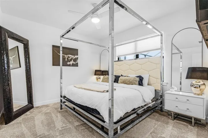 Spacious primary bedroom with walk in closet