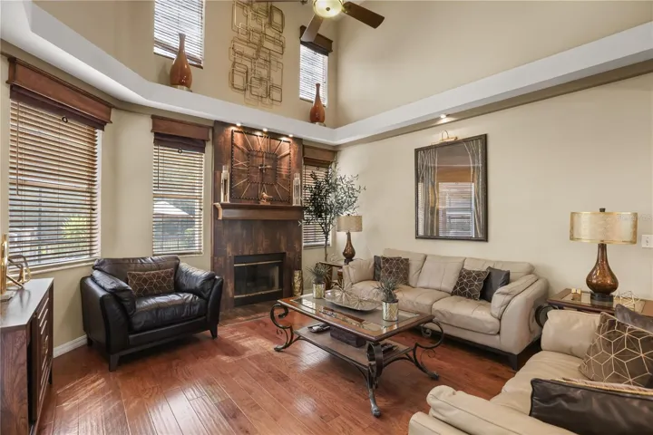 Fireplace with high ceilings
