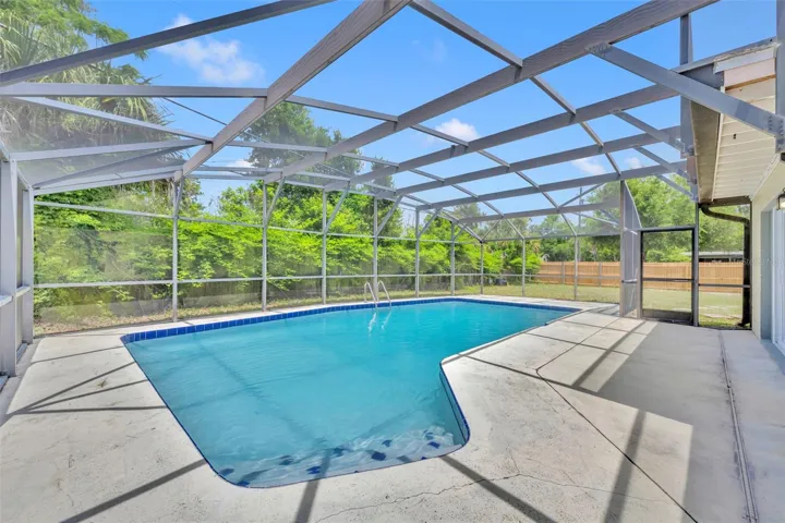 Large screened-in pool