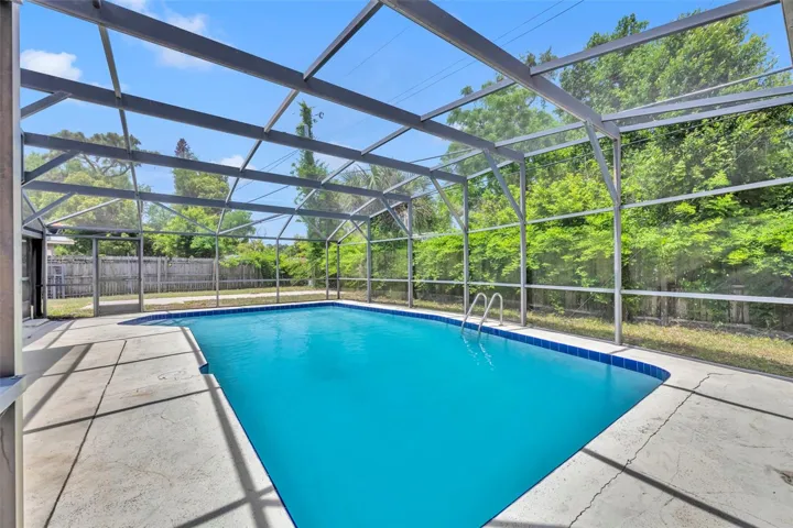 Large screened-in pool