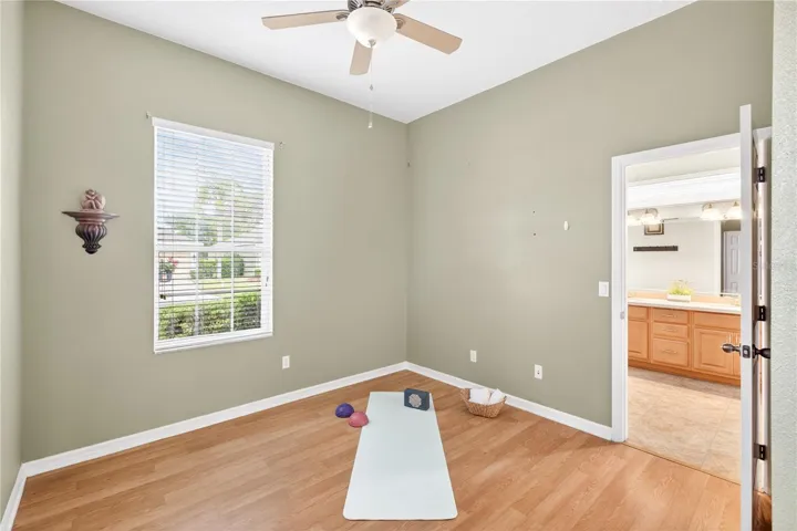 This is a flex room. Adjacent to the primary bath, but also accessible from the foyer
