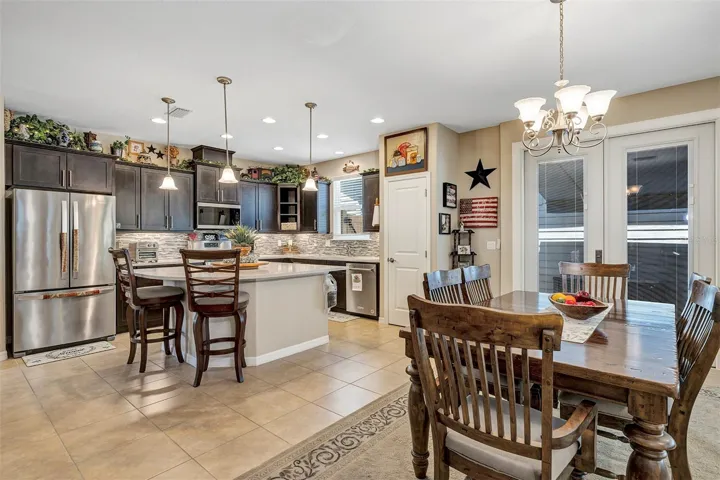 Dining room and kitchen