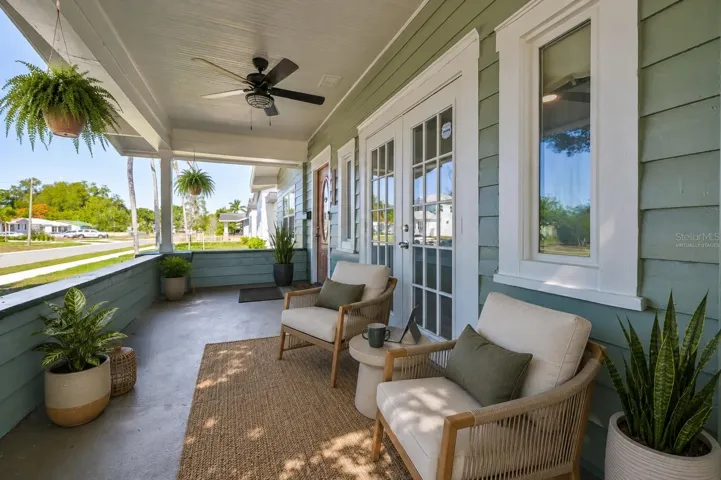 Covered Front Porch Virtually Staged