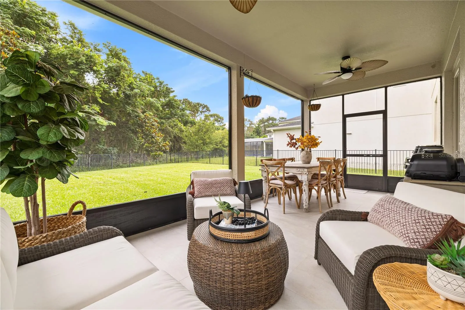 Back porch with covered lanai.