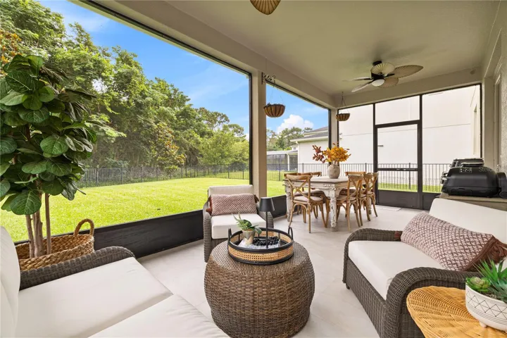 Back porch with covered lanai.