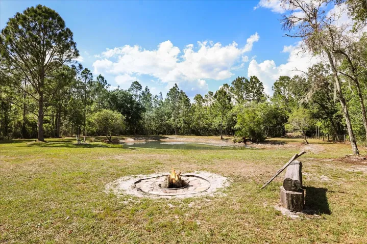 Firepit with view of pond