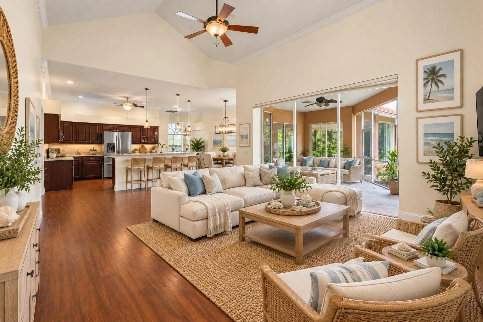 Family Rm to Kitchen - Staged