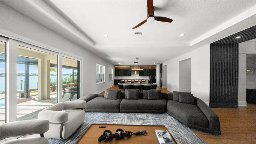 The open-concept living/kitchen area