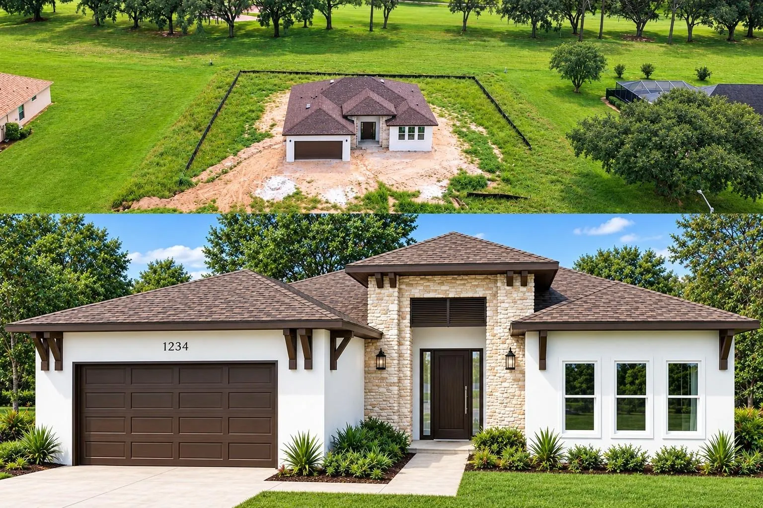 MODEL AND AERIAL OF ACTUAL HOME