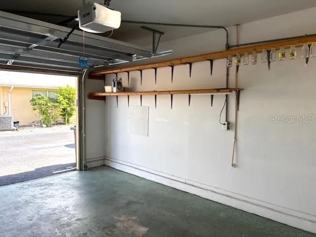 Storage shelving inside the garage.