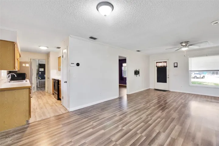 Open living and dining.