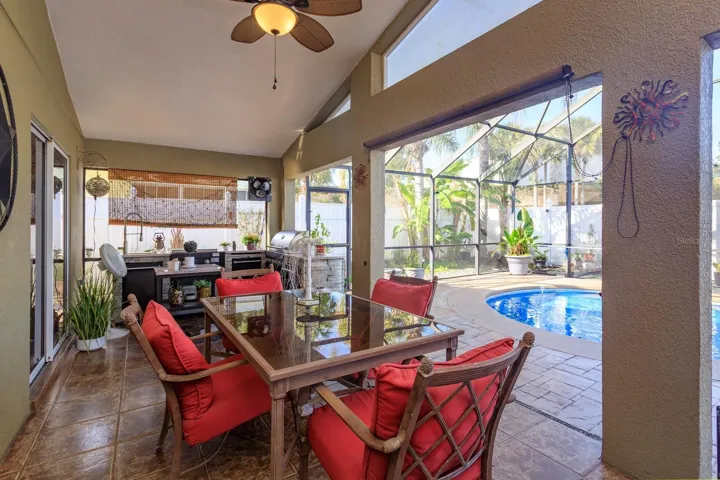 Covered eating area just off Outside Kitchen in Lanai
