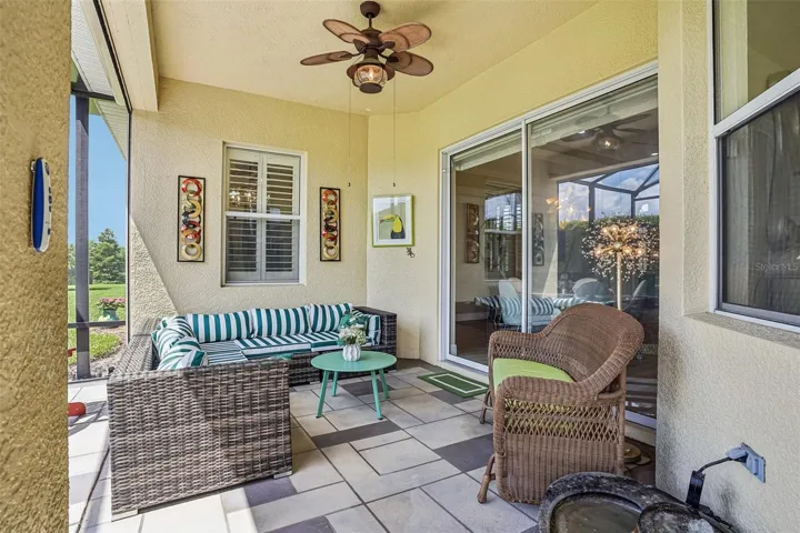Lanai with Electric Shades to within stand up to 80 mph winds