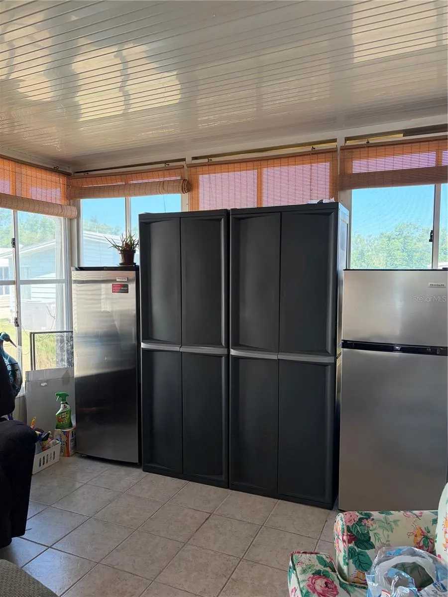 Lanai with storage cupboards