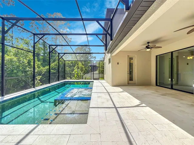 Travertine pool deck