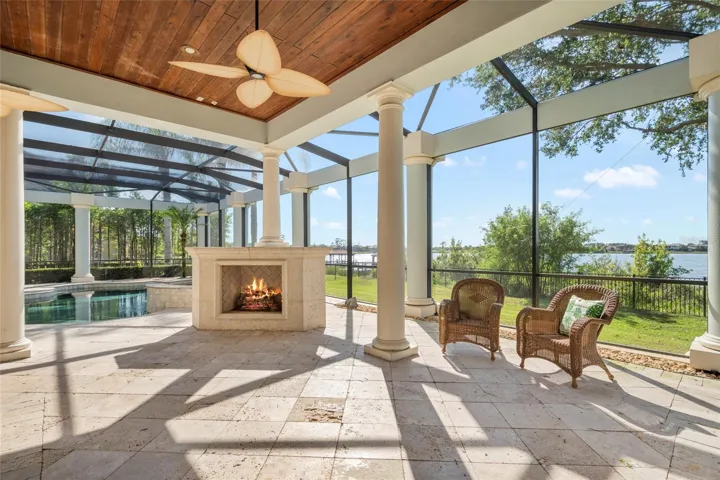 Spacious and oversized space. Beautiful wood paneled ceilings. Travertine deck - so luxury all around!