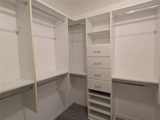 Lots of storage in walk in closet.