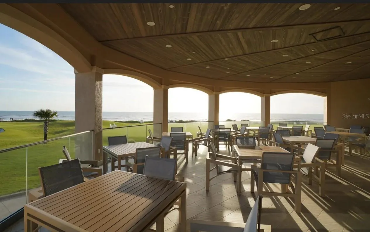 View from outdoor dining deck to golf cours