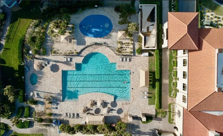 Aerial View of Clubhouse and pool