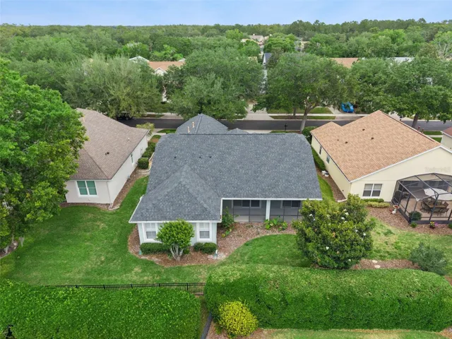 Aerial view from behind the home