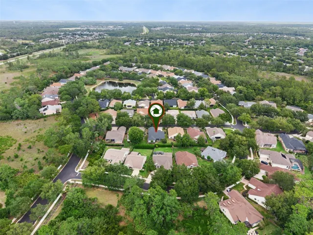 Aerial view of home's location & surrounding neighborhood