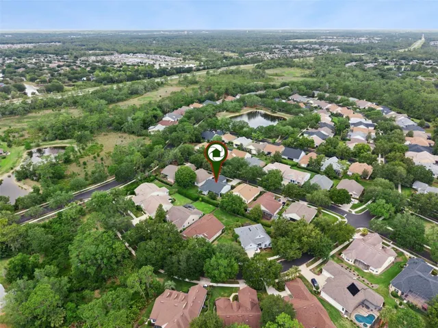 Aerial view of the home's location & surrounding neighborhood