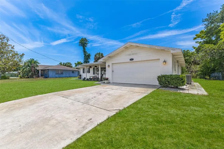 Two car garage and large driveway
