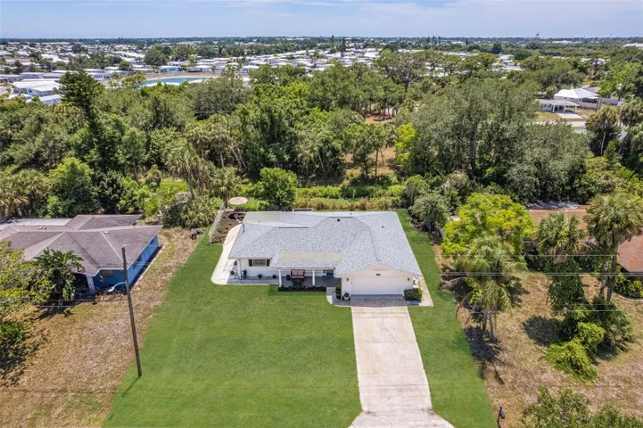 Overhead view of home and yard