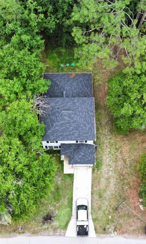 Aerial view looking down at the property