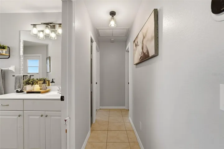 Hallway to guest bedrooms and bathroom