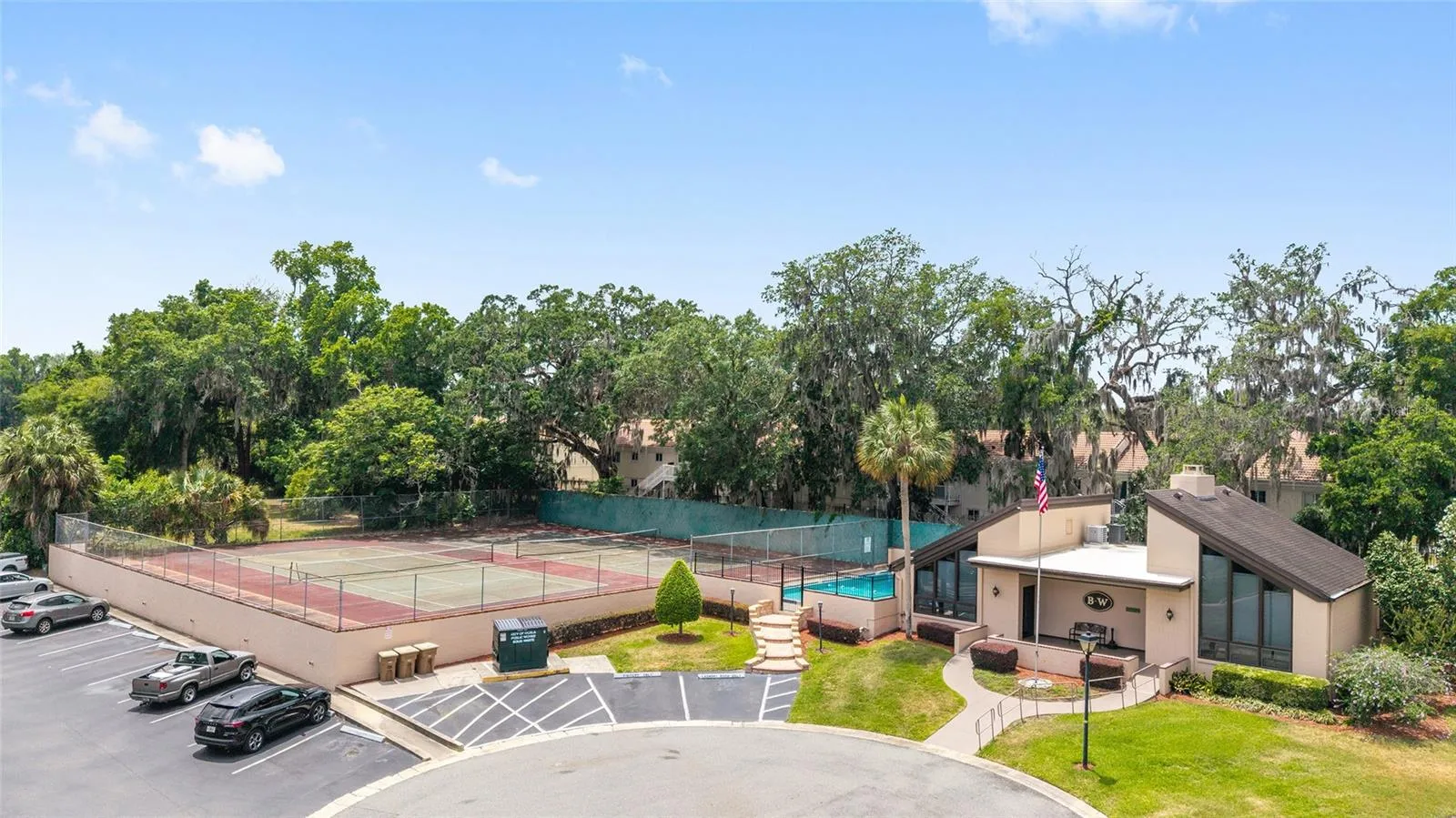 You can see the club house on your street, from the corner of your balcony