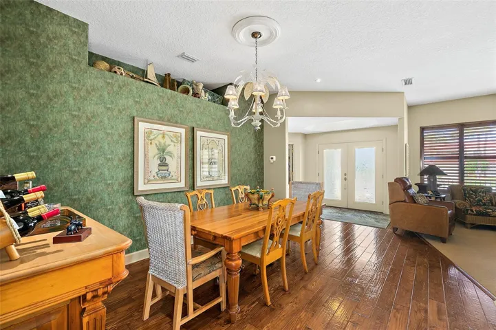 Hardwood flooring in the dining room