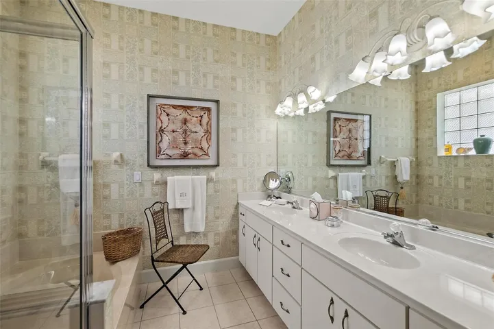 Primary bath with shower and tub