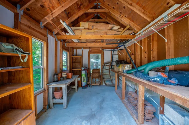 Inside shed