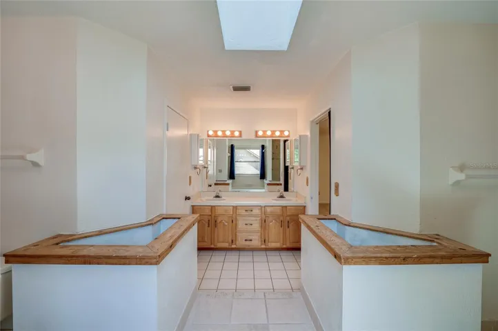 Jack and Jill sink area and planters