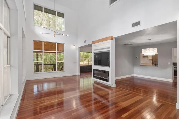 Electric fireplace adds ambiance