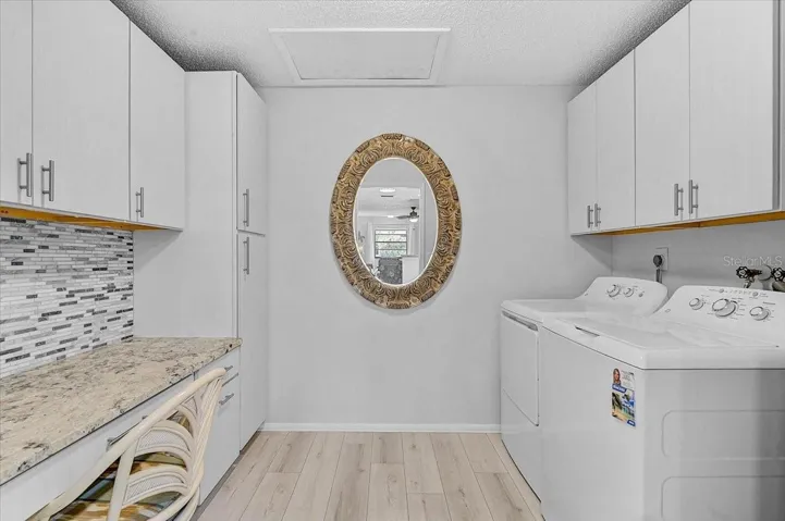 Full size washer and dryer with office