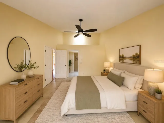 Virtually staged. Comfortable primary bedroom retreat. OM724494